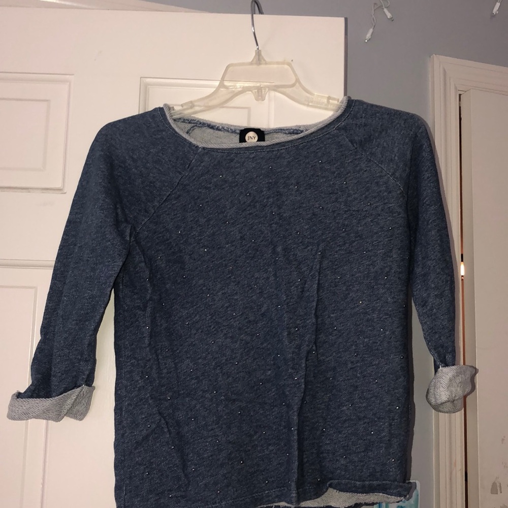 blue sweatshirt